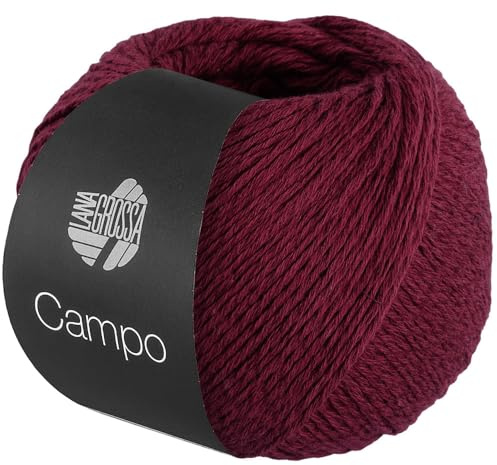 LANA GROSSA Campo | Feines, mehrfach verzwirntes Baumwoll-Mischgarn mit Struktur | Handstrickgarn aus 65% Baumwolle & 25% Viskose & 10% Leinen | 50g Wolle zum Stricken & Häkeln | 165m Garn FB 26