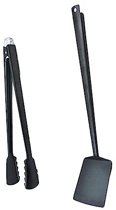 COLLBATH 1 Satz Grillwerkzeug küchenhelfee küchenzange kelle grillzubehör grillzubehã¶r Holzkohle Kugeln Kochen Sieb Schaufel mit langem Griff hitzebeständiger Clip Rostfreier Stahl Black
