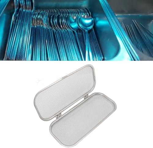 BAFOVY Canasta de Lavaplatos de Malla de Acero Inoxidable, Rejilla para Cubiertas de Soporte para Utensilios, Cesta de Limpieza Portátil 304 para Artículos Pequeños, Accesorios de