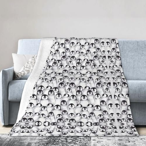 Flanelldecke mit niedlichem Pinguin-Skizzendruck, für alle Jahreszeiten, Klimaanlage, Überwurfdecke für Bett, Sofa