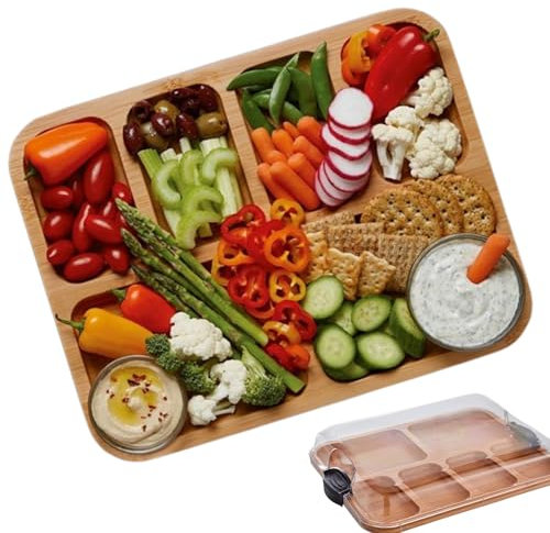 Proypiax Wurstwarenbrett, Käsetablett | Covered Charcuterie Board mit Deckel - Tragbare Holzküchenware, Küchengerichte für Party, Picknick, Camping, Küche