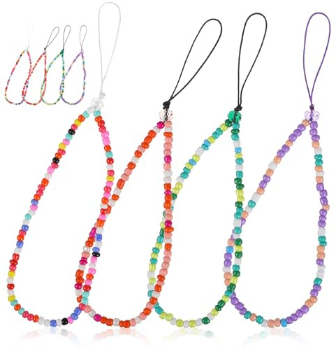 NUOBESTY 8piezas Cadena Para Teléfono Móvil De Cordones Cuentas De Colores Correa De Muñeca Para Teléfono Llavero Antipérdida Colgante Para Movil Cadena Movil