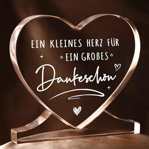 GoMelley Dankeschön Geschenke, Herz Acryl Danke für Alles Geschenk | Danke Geschenk, Dankeschön Geschenke Klein für Frauen Mama Erzieherin Lehrer Kollegen Abschiedsgeschenk