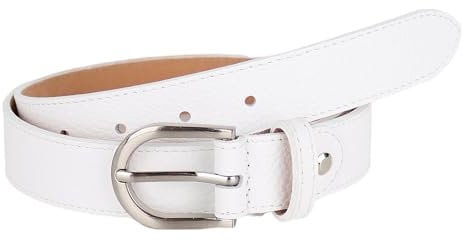 MIRROSI Ledergürtel Damen Herren Gürtel, Made in Italy, 3cm breit (Weiß (Silberne Schnalle), 90cm)