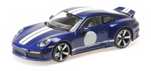 Minichamps 155062006 Porsch. 911 (992) Sport Classic Blue Metallic 2022 with Stripe and Porsch. Writing - maßstab 1/18 - Modellauto