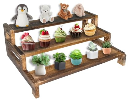 Wood 3 Tier Serving Tray,Cupcake Display Riser Stand with Detachable Trays Wooden Holder Tower Tiered Dessert Stand Countertop Display Shelves for Wedding Party Dessert Afternoon Tea Baby Shower