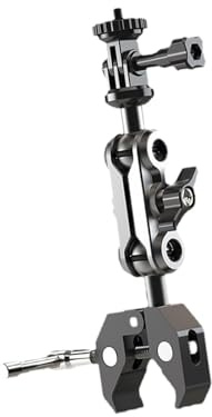 MotiveTech Camera Clamp Mount Double Ballhead Ball Arm with Clamp for Shelves Rods