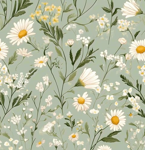 myforHD Tapete Selbstklebende Fototapete Wandpapier Blume Folie Dekorfolie Möbelfolie Klebefolie Pflanzen Laub Blumen Design 44cmX300cm Vintage Wanddeko Wandtapete Wohnzimmer Schlafzimmer