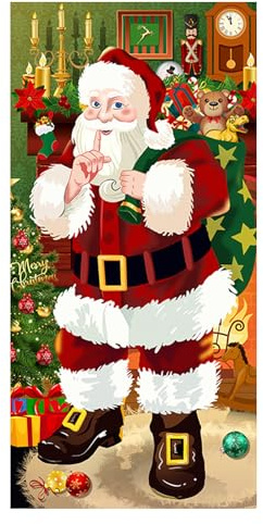 CHUNLINLAODA Weihnachten Tür Abdeckung Dekoration, Weihnachtsmann Hängen Banner Hintergrund, Weihnachten Hintergrund Banner für Indoor Outdoor Winter Weihnachtsfeier Deko (90 x 180 cm, A)