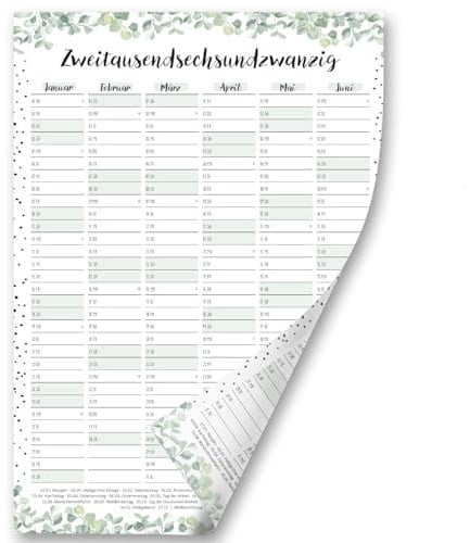 Timr Wandkalender 2026 Motiv Eukalyptus Dots - DIN A3 Kalender 12 Monate I tr399