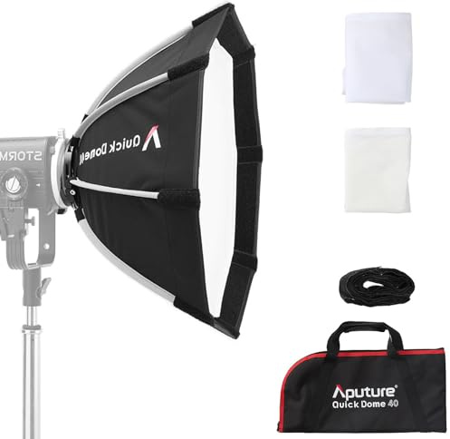 Aputure Quick Dome 40 Mini ProLock Mount Softbox - 40cm (16in) Circular Octagonal Quick Release Softbox with 8-Rod System, Includes 1/2-Stop Diffusion & 40° Grid, Designed for Aputure Storm 80c