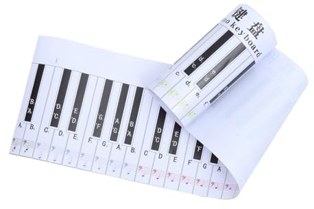 DECHOUS Klaviertastatur Übungsdiagramm 88 Tasten PVC Klavier Referenztabelle mit Klarer Druckqualität für Schüler und Lehrer Handrollbares Keyboard Papier