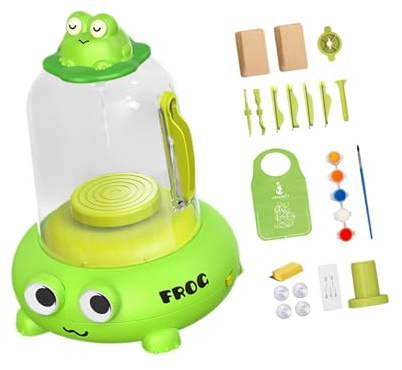 Ysyqkn Macchina per Ceramica Ruota da Tornio Elettrica Kit Modellazione Argilla Strumenti Inclusi Funzione Portatile Materiali Leggeri Adatto a Bambini, Verde