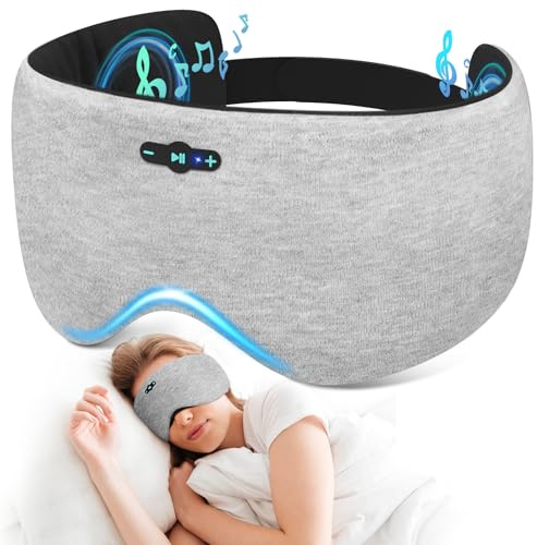 Sleep Mask Headphones, Bluetooth 6.0 Sleeping Headband for Side Sleepers | 20H Playtime Sleeping Headphones, Adjustable Blackout Eye Mask for Travel Meditation, Noise-Reducing Gifts for Women Men
