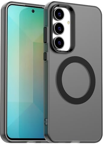 Techsuit für Samsung Galaxy S25 FE Hülle mit Soft Touch, Magnetring Kompatibel, Stoßfest, Luftkissen Ecken, Anti Fingerabdruck, Erhöhte Kanten, CandyCase Magnetic Series, Soft TPU, Schwarz