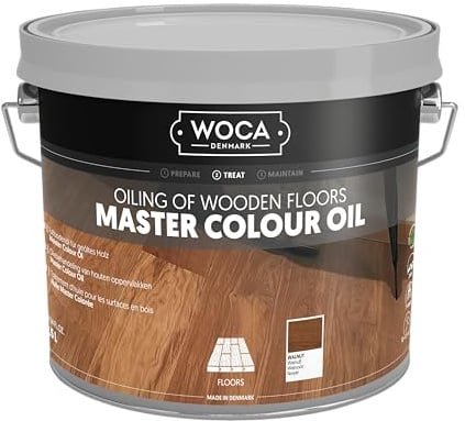 WOCA Denmark Master Colour Oil Walnuss 2,5L - Parkettöl für den Innenbereich für Holzmöbel, Böden, Verkleidungen und Schränke