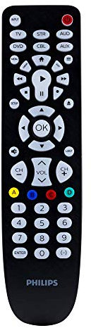 Backlit Universal Remote Control by Philips, Works for Samsung, Vizio, TCL, HiSense, Sony, RCA, Panasonic, Roku, Apple TV, Smart TVs, Streaming Players, Blu-Ray, DVD, 6-Device, Black, SRP9368D/27