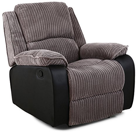 More4Homes POSTANA HIGH BACK JUMBO CORD FABRIC RECLINER 3 + 2 + 1 SOFA ARMCHAIR SET SUITE (Grey, 1 Seater)
