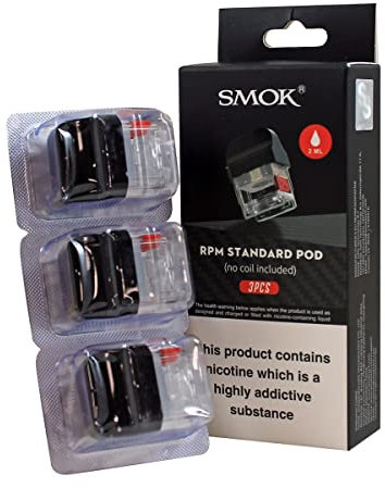 SMOK RPM 40 Standard Pod 2mL Refillable Pod for RPM 40 Kit, Compatible with RPM Coils, Empty Replacement Pod Pack of 3 No Nicotine