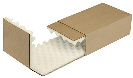 Noppenschaumverpackung, 250x150x80mm,Schaumhöhe 25mm, braun, Noppenschaum, Polsterbox, Schiebeschachtel, 100 Stück