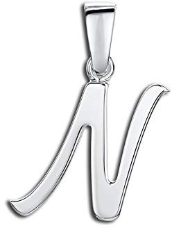 Amberta 925 Sterling Silber Anhänger - Personalisierte Charm Buchstaben für Damen und Männer - Symbole Kombinieren - Stil N