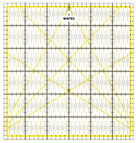 WINTEX Patchwork Lineal - Schneidelineal 30x30cm, Schneiderlineal Nähen Zubehör, Quiltlineale, Patchworklineal, Nählineal, Stofflineal, Lineal Nähen, Quilting Ruler sewing accessories