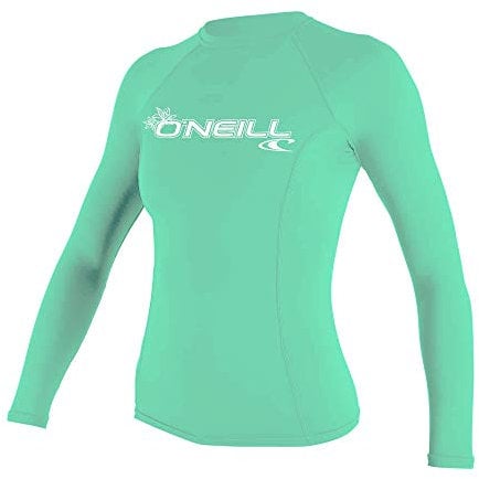 O'Neill Wetsuits Women's Basic Skins Long Sleeve Rash Guard Shirt, Light Aqua, XS