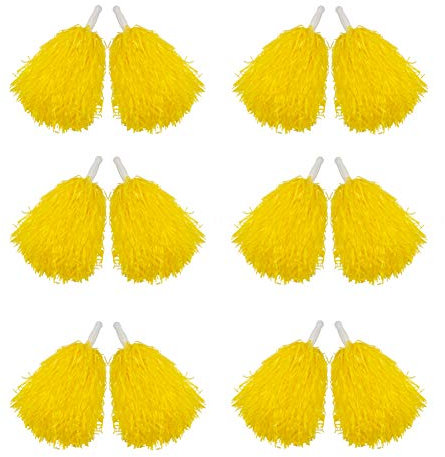 Hooshing Cheerleading-Pompons aus Kunststoff, mit Griffen, für Teamgeist, Sport, Party, Tanz, 12 Stück
