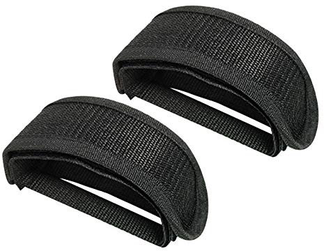 ZUDKSUY Pedalriemen für Erwachsene, verstellbare Rennrad-Fußriemen, Nylon-Zehenclips für festen Gang, BMX, Rennrad, Mountainbike, Schwarz, 1 Paar
