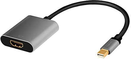 LogiLink CDA0110 - DisplayPort-miniDisplayPort Adapterkabel 4K/60 Hz, Alu, schwarz/grau, 0,15 m