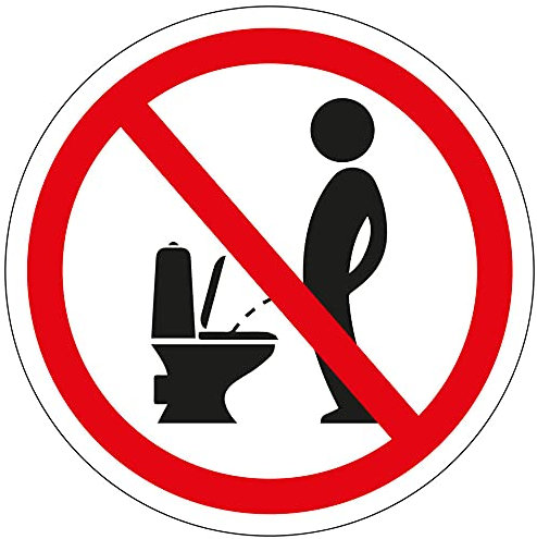 Aufkleber Verbot Zeichen Hinweis Nicht im Stehen urinieren/pinkeln Schild Folie selbstklebend | Ø5-30cm Made in Germany, Größe: Ø10 cm