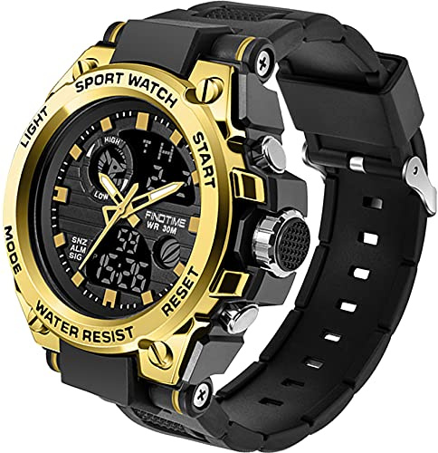 findtime Herren Sportuhr Armbanduhr Militär Digitahl Analog Uhr Männer mit Alarm Stoopuhr Timer Elektronische Uhren Stoßfest LED Wasserdicht Outdoor Cool Watch Farbig Jugendliche