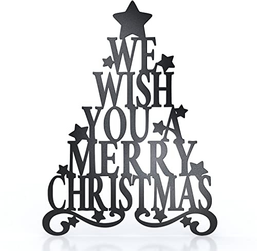 tuning-art WD03 Weihnachts-Schild | Weihnachtsdekoration | Deko Metallschild | Stahl Massiv | Innen- und Außenbereich | Schwarz