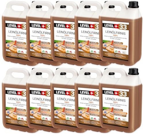 Huile de lin 50 litres - Protection du bois - Double cuisson - Entretien du bois - Séchage rapide - Protection naturelle du bois - Sans résine RM33