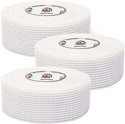 Alfa 545 Ruban adhésif de renforcement, 3 pièces, 100 mm x 90 m, intérieur/extérieur, bande autocollante en fibre de verre résistante à la déchirure