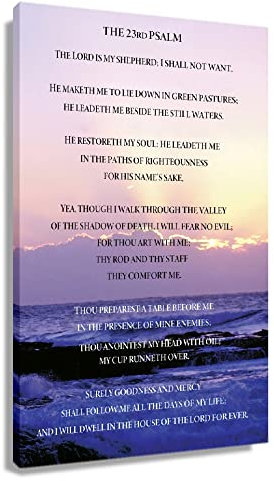 Psalm 23 Wandkunst, gerahmte Schrift, Wanddekoration, Vintage-Stil, Kunst, Leinwand, Zitate, modernes Gemälde mit Bibelversen, klassische Bilder, Dekorationen, Kunstwerk, gerahmt (40.6x61 cm)