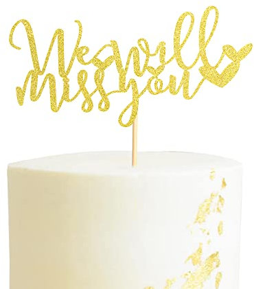 Arthsdite We Will Miss You Cake Topper Abschieds-Kuchendekoration für Jobwechsel, Abschied, Ruhestand, Abschlussfeier, Party, Kuchendekoration, Zubehör, Goldglitzer
