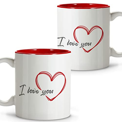 Cadeau Mariage. Amour Cadeau. Tasse a Cafe Original. Tasse en Céramique. 330 ml. I LOVE YOU