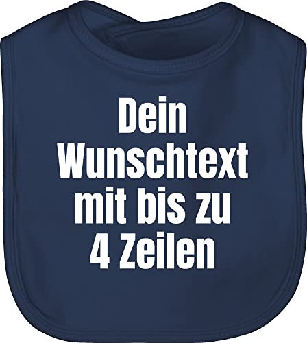 Baby Lätzchen - Aufdruck selbst gestalten - Wunschtext I Eigener Text I Custom Text - Unisize - Navy Blau - latz babysachen personalisierte datum schlabberlatz geburtstag 4 zeilen designen