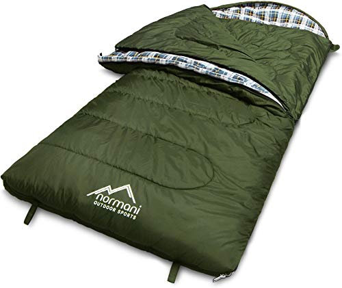 normani 4-in-1-Funktion Extrem Outdoor Schlafsack 'Antarctica' aus Nylon Rip-Stop mit 500 + 250 g/m² Hollow Fiber Füllung 220 x 90 cm Farbe Olive Größe Rechts