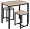 Yaheetech Bartisch-Set, Stehtisch mit 2 Barhockern, Bistrotisch Esstisch 90 x 60 x 75 cm, Küchentisch Holz Essgruppe für Küche, im Industrie-Design, grau-schwarz