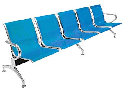 Notek Srl Panca per sala d’attesa COLORE BLU, sedute ufficio, panche in acciaio per studio professionale e sala d'aspetto (5_posti)