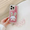 CrazyLemon für iPhone 5 5S / iPhone SE 2016 Glitzer Flüssig Hülle Handyhüllen Rosa Flüssigkeit Sternen Süß 3D Hasen Ohren Karikatur Hase Stand Transparent Silikon Bumper Schutzhülle mit Kette