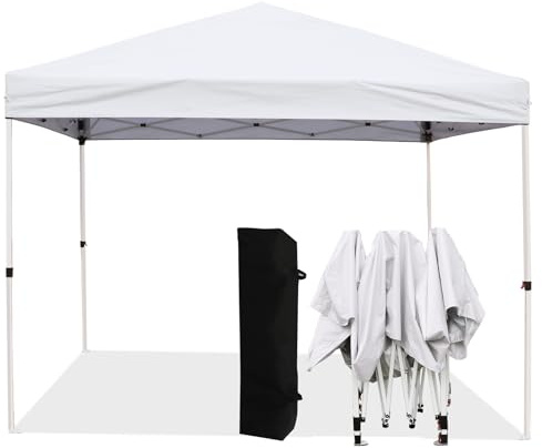 Northroad Pop Up Pavillon, 3 x 3 m Wasserdicht Stabil Faltpavillon, UV Schutz 50+, Höhenverstellbar Gartenpavillon mit Tragetasche, für Pool, Camping, Strand, weiß