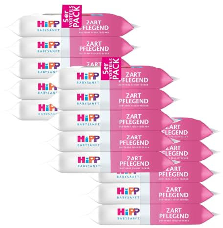 Hipp Babysanft Zart & Pflegend Feuchttücher 5x 48 Stück | Bio Mandelextrakt | Plastikfrei, Duftende Pflegetücher (Zart Pflegend, 3er Pack) + Zama4Zingo Karte