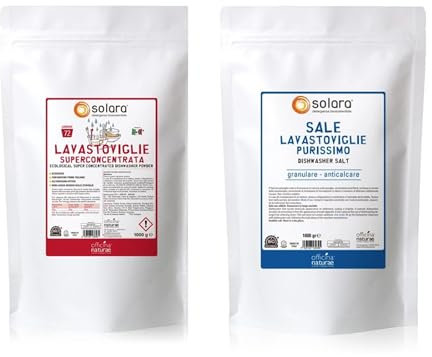 Officina Naturae Solara Super Concentrated Dishwasher Powder 1 kg + Pure Dishwasher Salt 1 kg Vegan