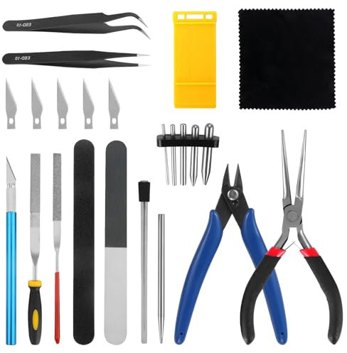 Coptiner 23PCS Gundam Model Tools Kit, Craft Set Model, Hobby Basic Tools for Gundam Model Building, Repairing and Fixing, Arts and crafts with a Plastic Box