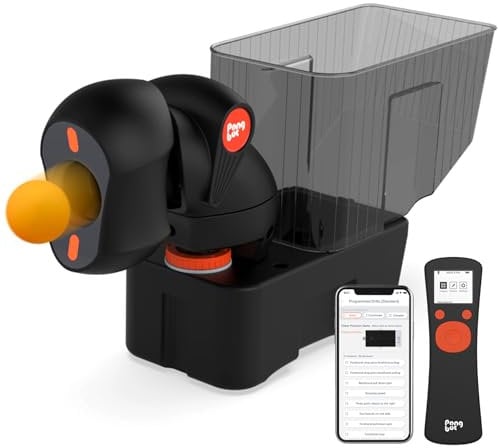 PONGBOT Tischtennis-Roboter-Ping-Pong-Maschine mit Fernbedienung, App-Steuerung, 264 vorgespeicherte Trainingsbohrer, individuelle Drehung, Frequenz, Ballgeschwindigkeit, Rotationsintensität, Landung,