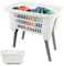 GEEZY Folding Laundry Basket with Foldable Legs - Lightweight Ventilated Laundry Bin, Large Capacity Plastic Washing Basket, Space-Saving Clothes Basket Storage, Keep Bathroom Tidy & Room Organised