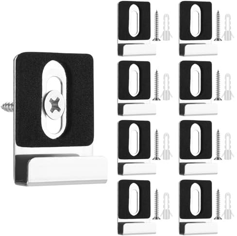 Amabro 8 Sätze Spiegelhalter Clips, 304 Edelstahl rahmenlose Spiegelmontage Clips Spiegel Hängezubehör mit Schrauben langlebige Halteklammern zur Befestigung von Schranktüren Werbetafeln (Silber)